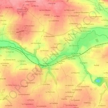 La Prioulais topographic map, elevation, terrain