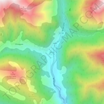 Parzán topographic map, elevation, terrain