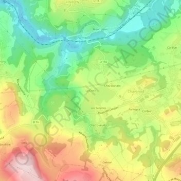 La Croix topographic map, elevation, terrain