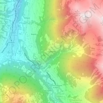 Commeire topographic map, elevation, terrain