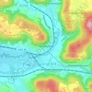 Hohenstadt topographic map, elevation, terrain