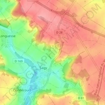 Le Grand Mesnil topographic map, elevation, terrain