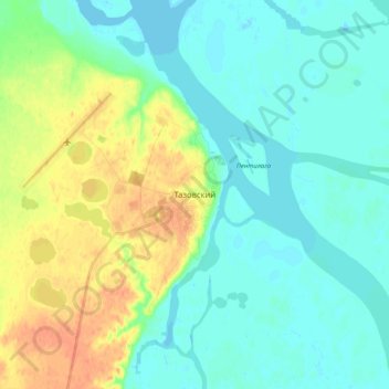 Tazovsky topographic map, elevation, terrain