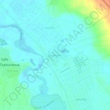 Djiratawa topographic map, elevation, terrain