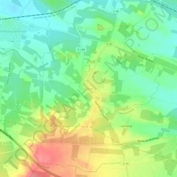 Caux topographic map, elevation, terrain
