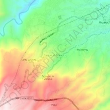 Barrio el Mirador topographic map, elevation, terrain