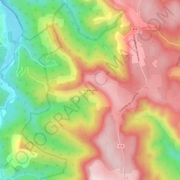 Solpérière topographic map, elevation, terrain
