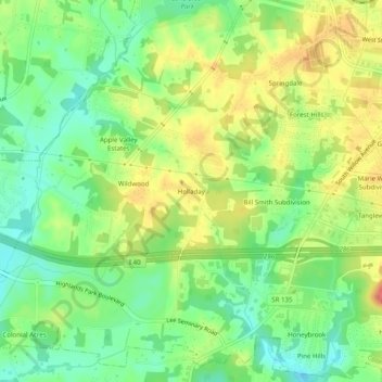 Holladay topographic map, elevation, terrain