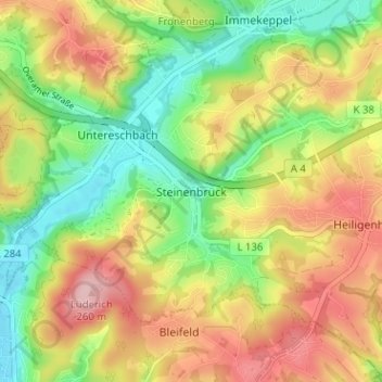 Steinenbrück topographic map, elevation, terrain