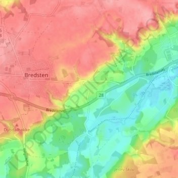 Kærbølling topographic map, elevation, terrain
