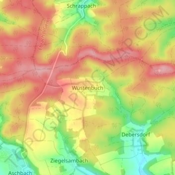 Wüstenbuch topographic map, elevation, terrain