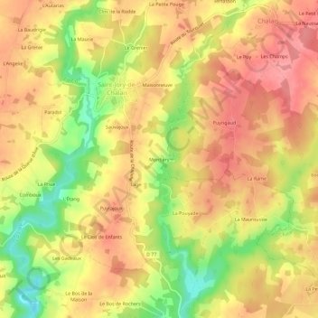 Montléry topographic map, elevation, terrain