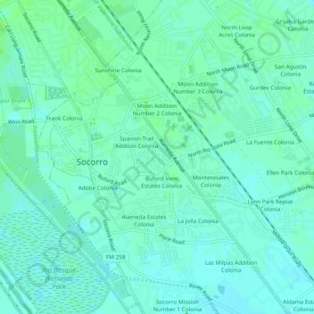Rio Vista Addition Colonia topographic map, elevation, terrain