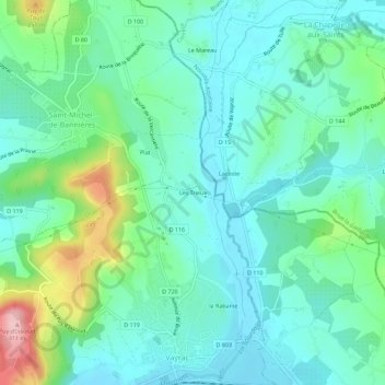 Les Trieux topographic map, elevation, terrain