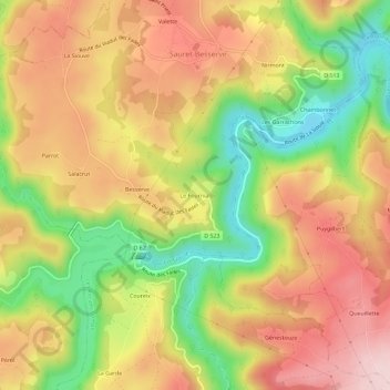 Le Fournial topographic map, elevation, terrain