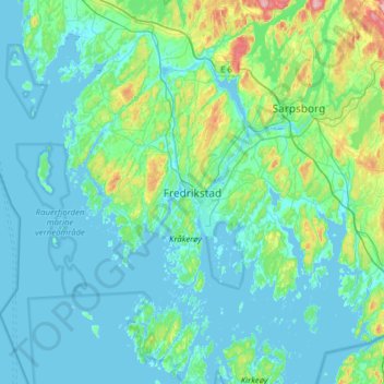Fredrikstad topographic map, elevation, terrain