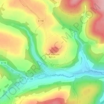 Mont Mercure topographic map, elevation, terrain