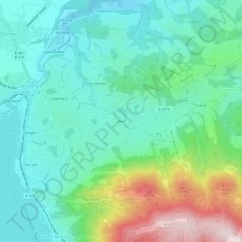 Ostin topographic map, elevation, terrain
