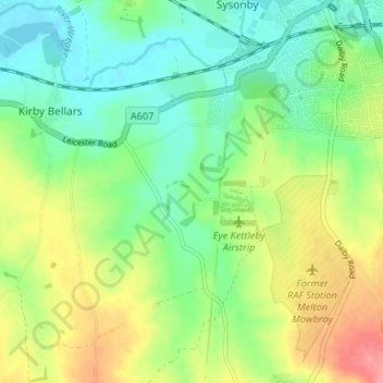 Eye Kettleby topographic map, elevation, terrain