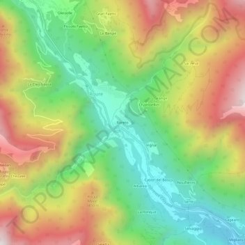 Roreto topographic map, elevation, terrain