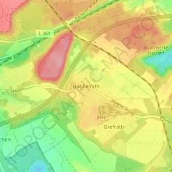 Habbelrath topographic map, elevation, terrain