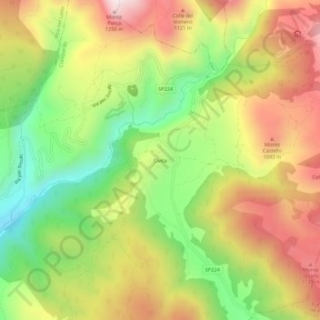 Civita topographic map, elevation, terrain