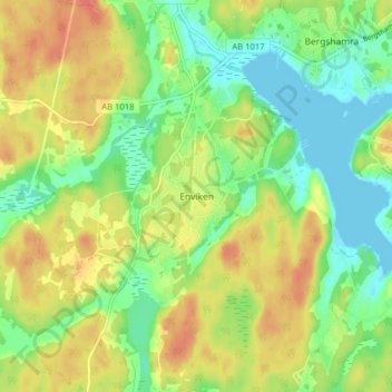 Enviken topographic map, elevation, terrain