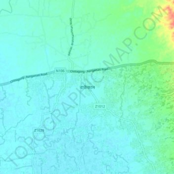 Raozan topographic map, elevation, terrain