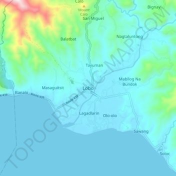 Lobo topographic map, elevation, terrain