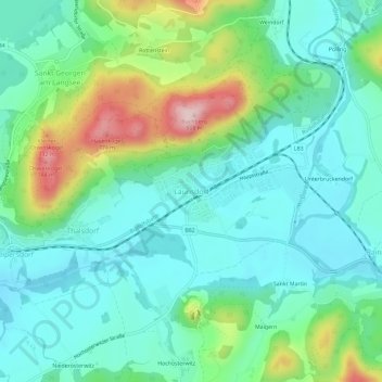 Launsdorf topographic map, elevation, terrain