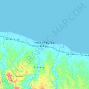 President Manuel A. Roxas topographic map, elevation, terrain