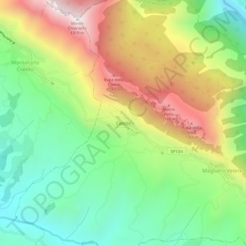 Capizzo topographic map, elevation, terrain