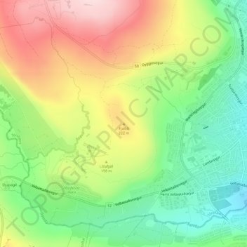 Fjallið topographic map, elevation, terrain
