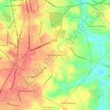 Carolina Springs topographic map, elevation, terrain