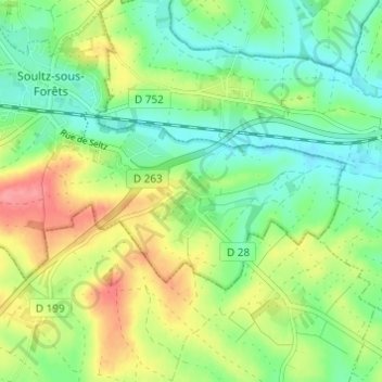Hohwiller topographic map, elevation, terrain
