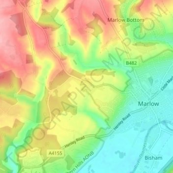 Bovingdon Green topographic map, elevation, terrain