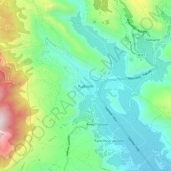 Amfissa topographic map, elevation, terrain