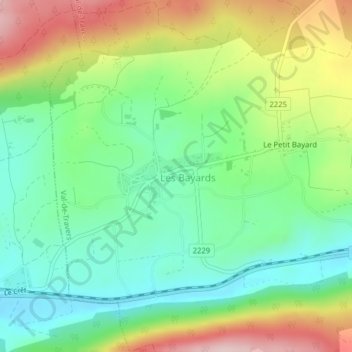 Quartier du Milieu topographic map, elevation, terrain