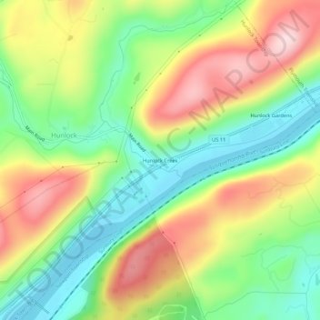 Hunlock Creek topographic map, elevation, terrain