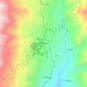 Huamparan topographic map, elevation, terrain