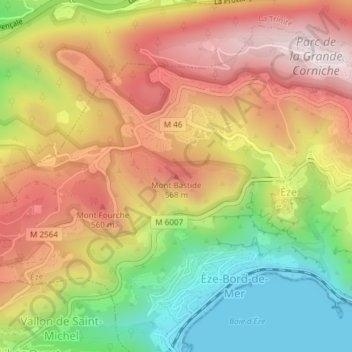 Mont Bastide topographic map, elevation, terrain