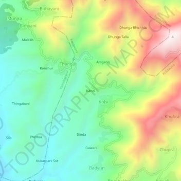 Kāndi topographic map, elevation, terrain