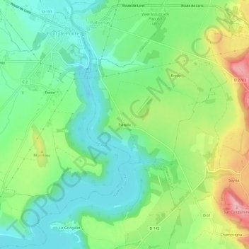 Piételle topographic map, elevation, terrain