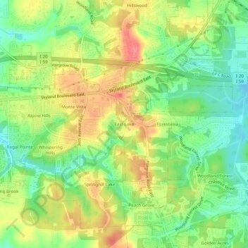 East Lake topographic map, elevation, terrain