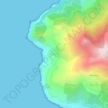 Minervio topographic map, elevation, terrain