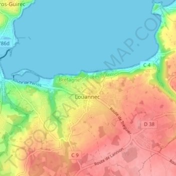 Calouar Bian topographic map, elevation, terrain