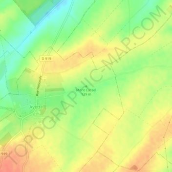 Mont Cassel topographic map, elevation, terrain