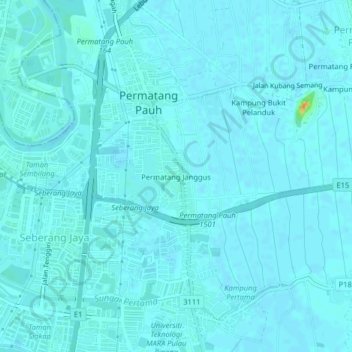 Permatang Janggus topographic map, elevation, terrain