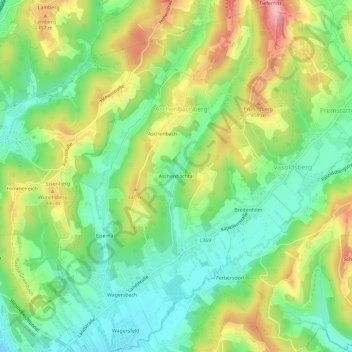 Aschenbachtal topographic map, elevation, terrain