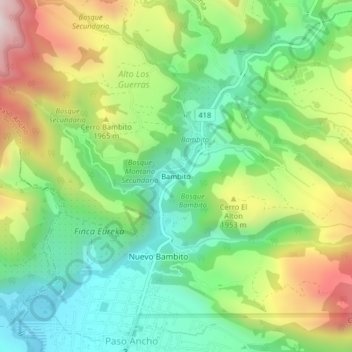 Bambito topographic map, elevation, terrain